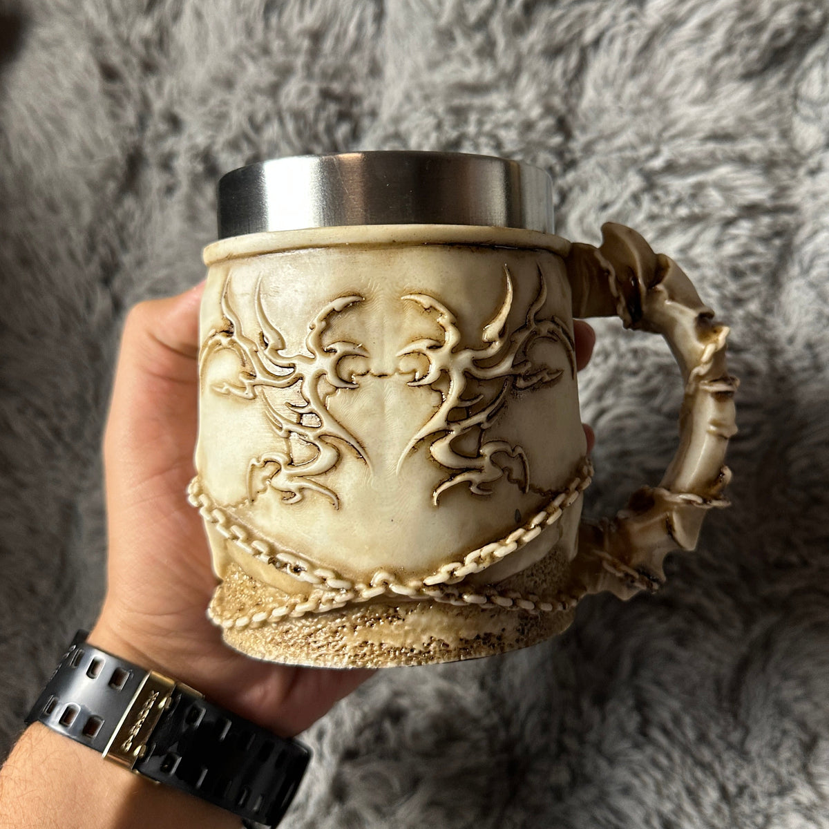 Epic Demon Skull Tankard with Chain Details - Heavy Metal Gamer Drinkware