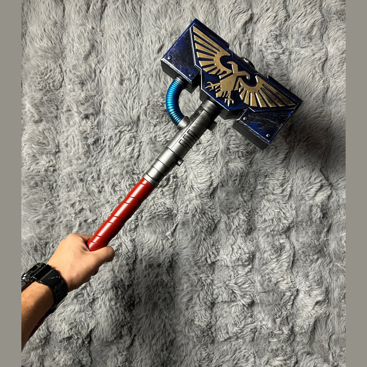 Grimdark Sci-Fi Power War Hammer Prop - Heavy Armored Super Soldier Weapon for Cosplay & Display