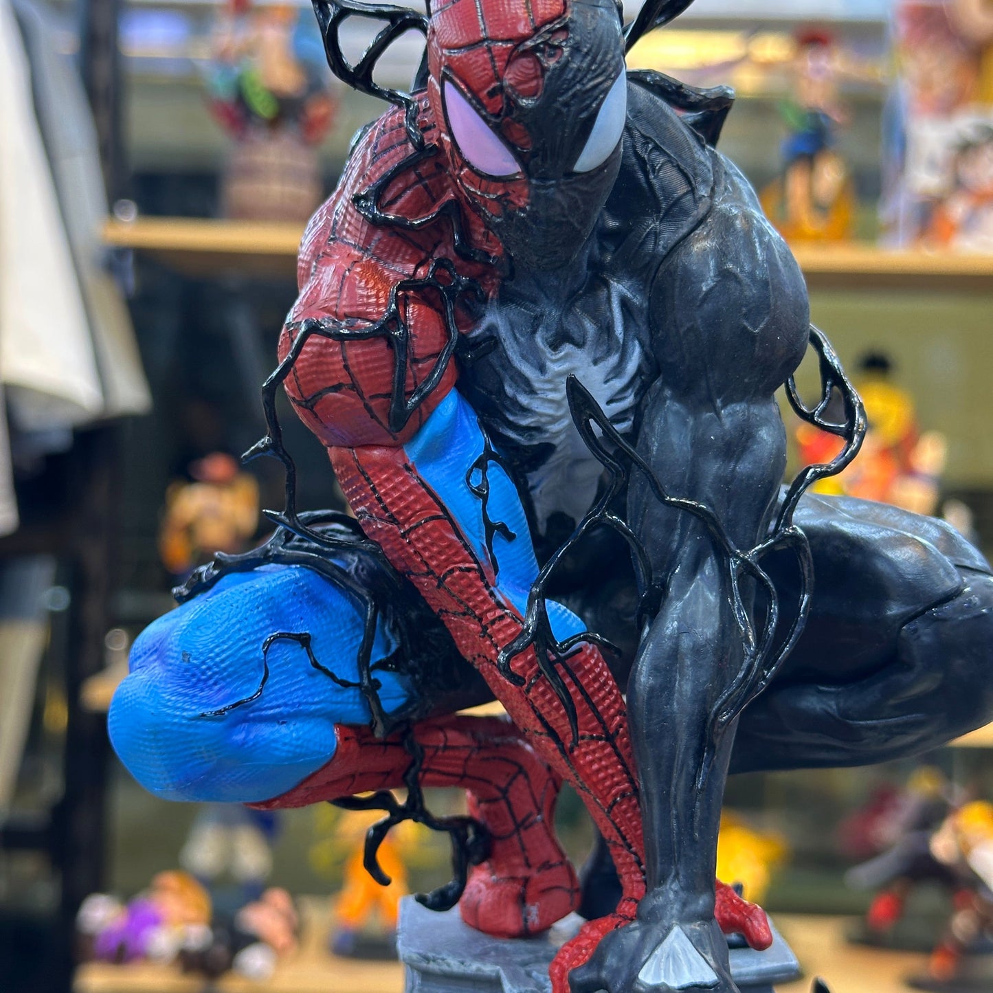 38cm Marvel Anime Figure Peripherals Symbiotic Spider Man Venom Plug In Luminous Desktop Decoration Collect Model Trendy Toys Gifts
