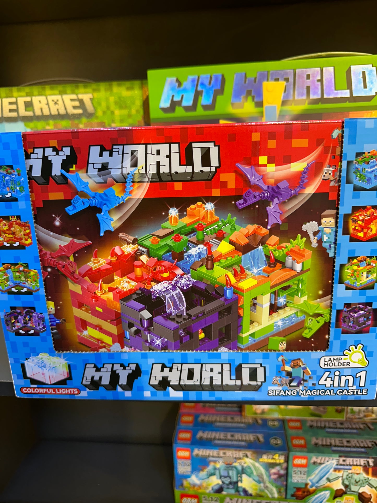 My World 4-in-1 Sifang Magical Castle Building Blocks Set (with LED Colorful Light Brick)