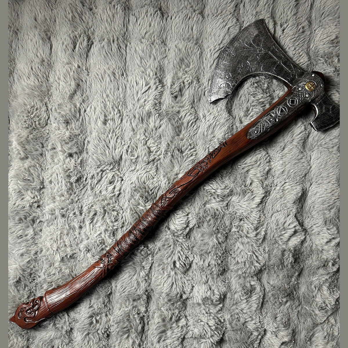 Full-Size PU Foam Frost War Axe - Convention-Safe Nordic Battle Prop for Cosplay Events