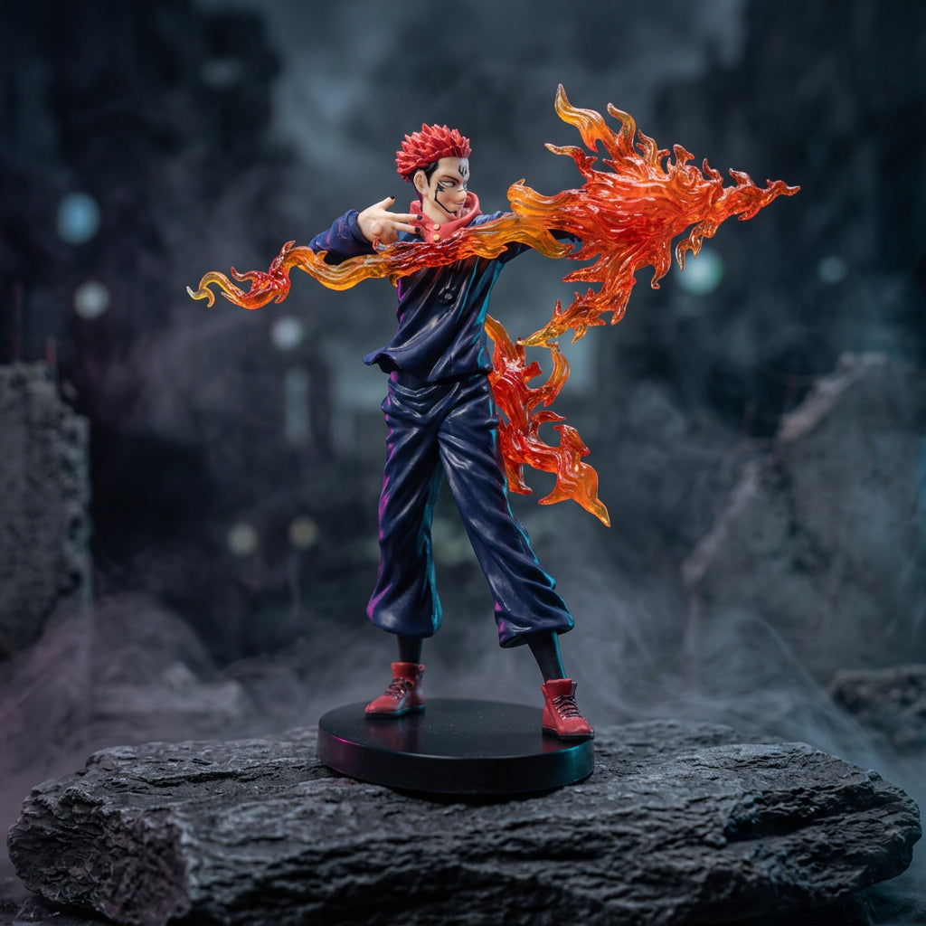 Collectible Japanese Anime Action Figure - Dark Uniform Hero with Flame Bow