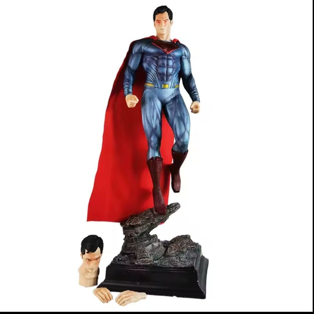 50cm Superman Anime Figure Superman Dawn Of Justice Action Figure Pvc 2 Heads 2 Hands Statue Ornament Children Toys Gift