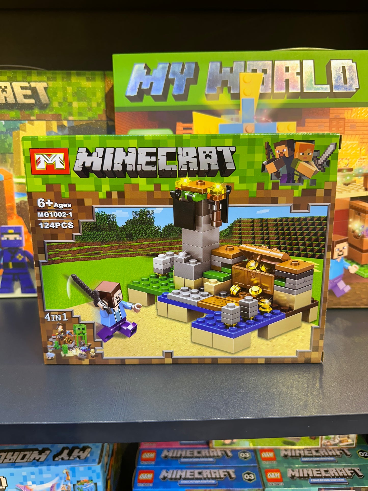 Minecraft 4-in-1 Building Blocks Set – Collectible Action Figures & Playsets (MG1002)