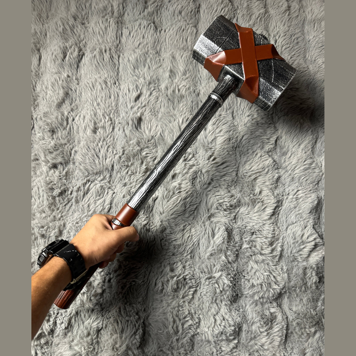 Nordic Mythology Lightning Deity Battle Hammer - High-Density Foam Costume Accessory for Cosplay