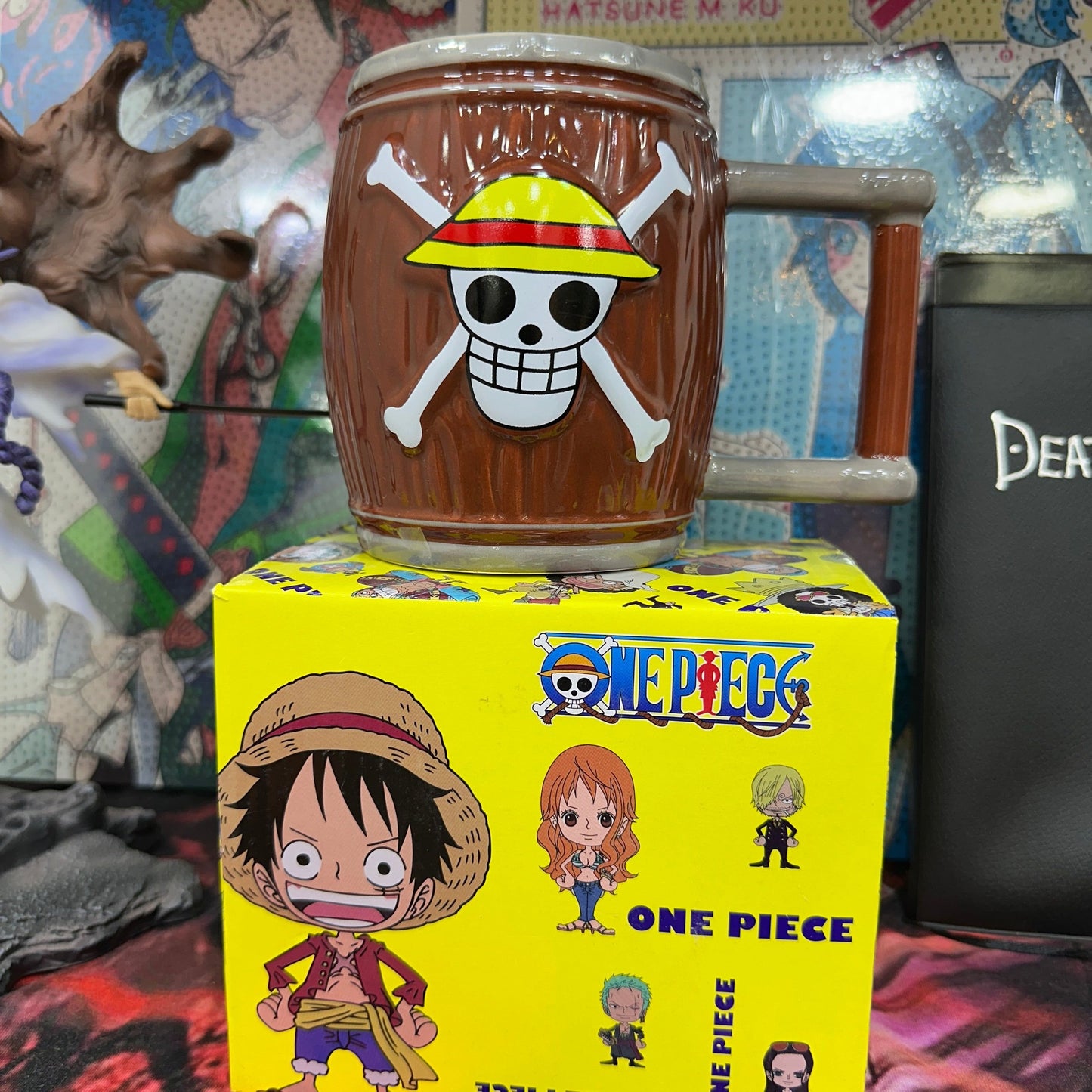 One Pieced King Sea King Wooden Barrel Modeling Cup Water Cup Ceramic Cup Mug Coffee Cup Animation Peripheral Gifts