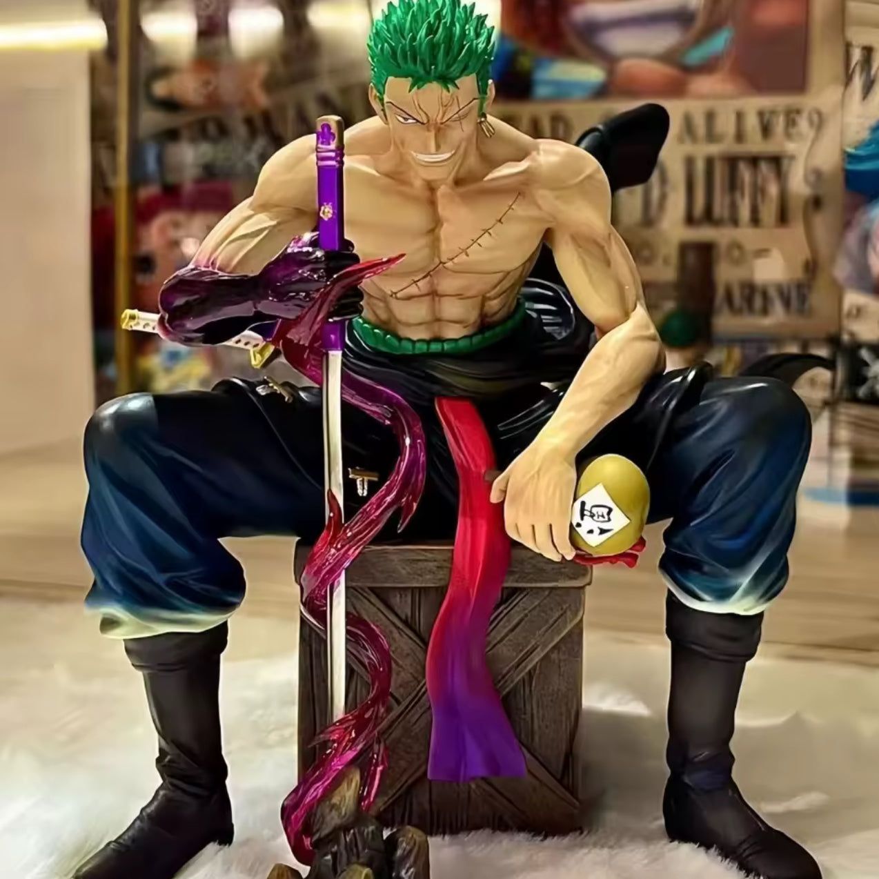 One Piece Anime 14cm Roronoa Zoro Figure Two Heads Replaceable Manga Statue Decor Pvc Action Collection Model Toys