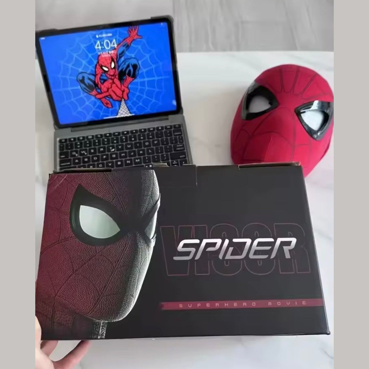 Classic Red Spider Superhero Mask with Blinking Eyes chain control