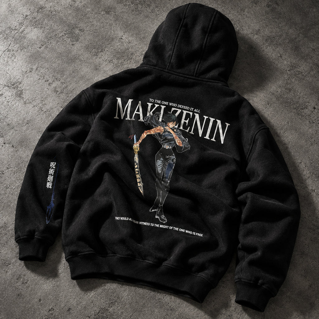 Scarred Clan Heroine Graphic Black Hoodie - Heavyweight Cotton Dark Manga Streetwear Pullover for Men & Women