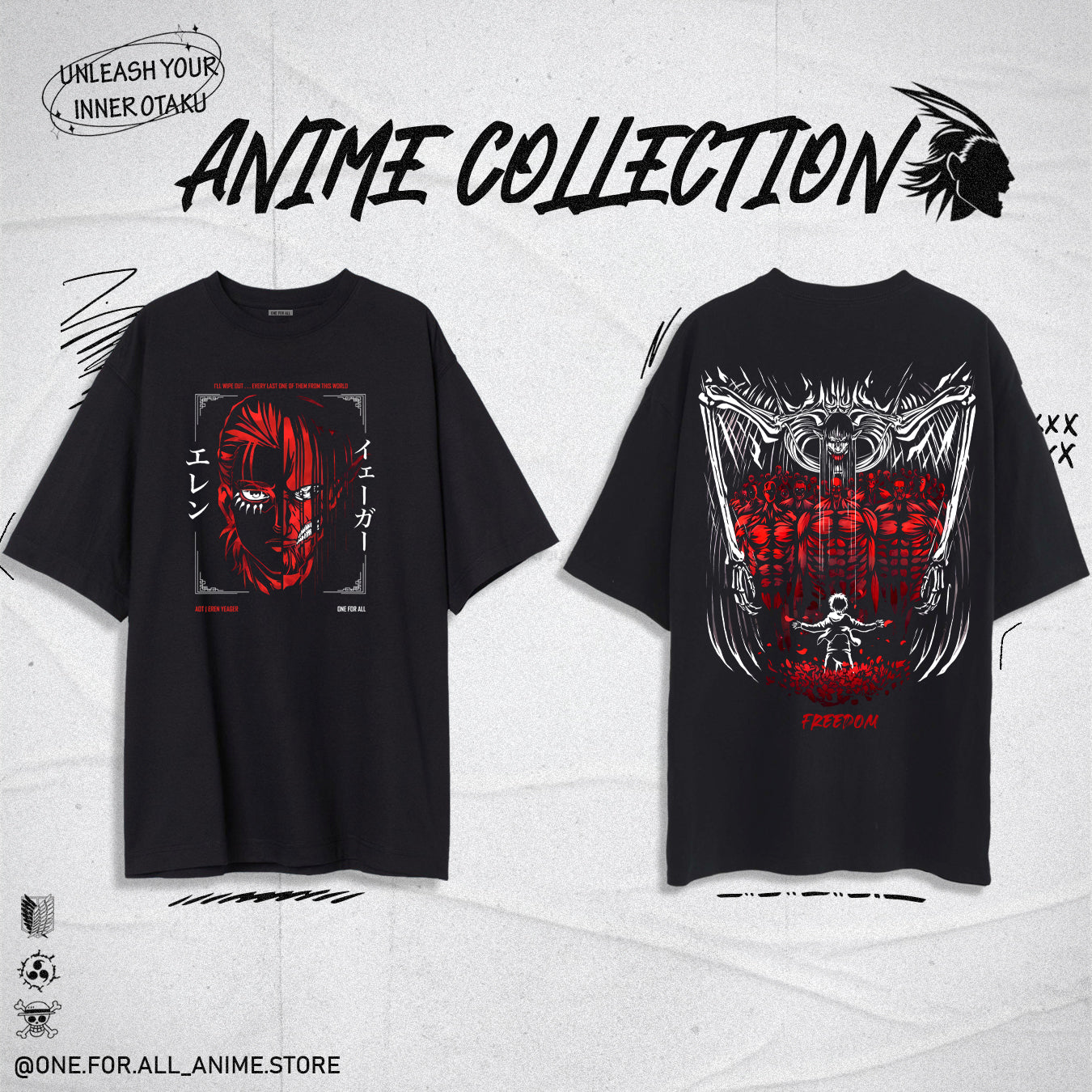 Eren-AOT black t-shirt from ONE FOR ALL