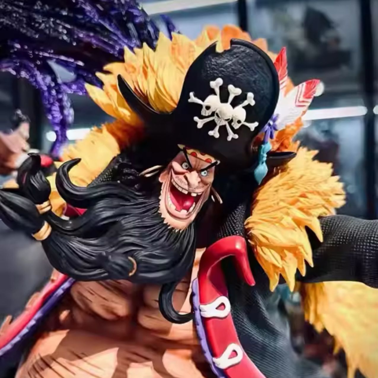 One-piece black beard movement statue, anime character, marshall de elame, polyvinyl chloride statue, doll from the model collection, toy gift, 25 cm