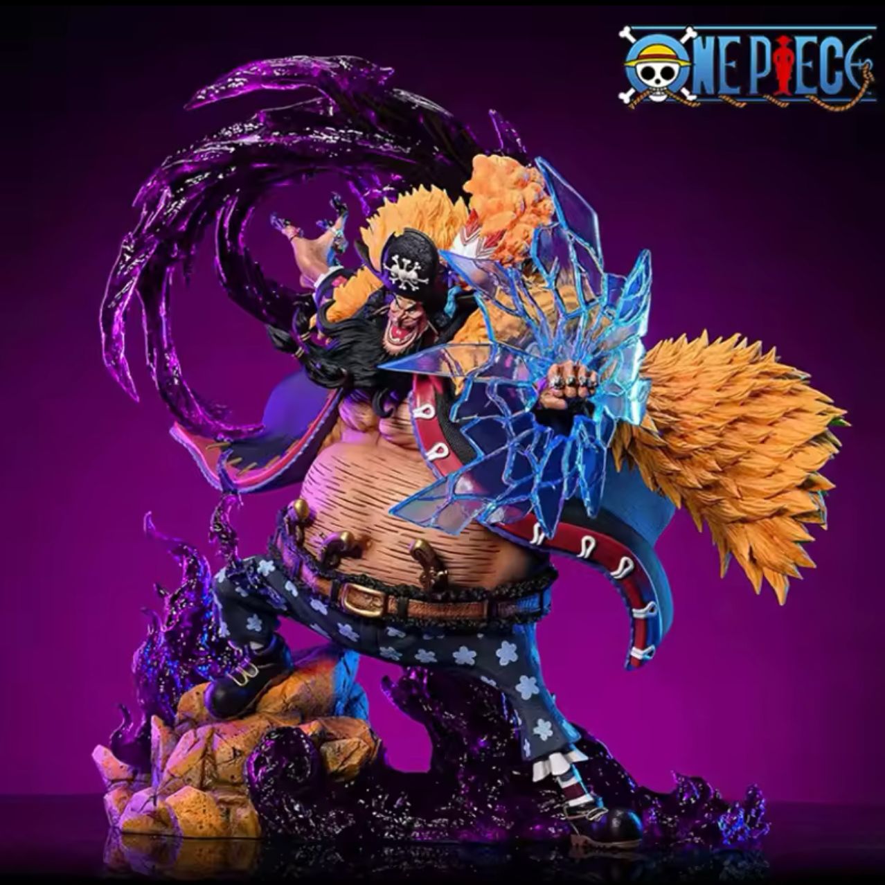 One-piece black beard movement statue, anime character, marshall de elame, polyvinyl chloride statue, doll from the model collection, toy gift, 25 cm