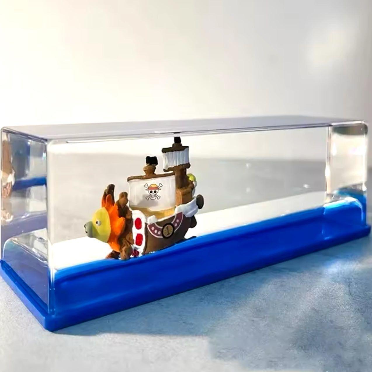 One Piece Luffy Thousand Sunny Pirate Ship Figure Fluid Liquid Model Toys Going Merry ship Floating Boat Drift Barcos Gifts