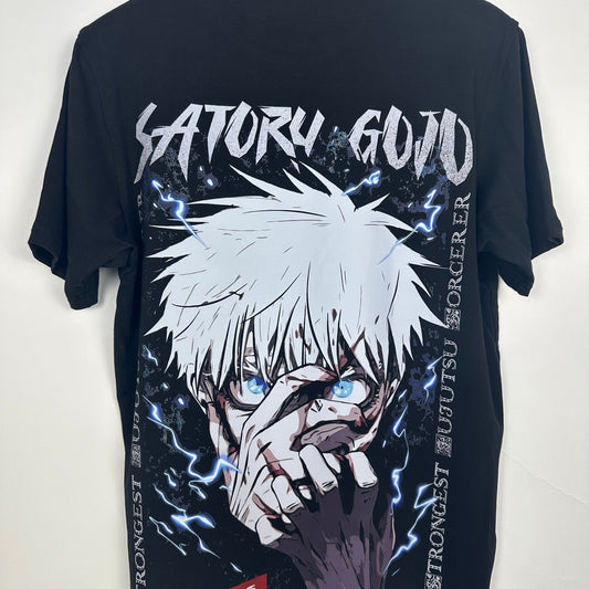 Gojo satoru jjk black t-shirt from one for all anime clothing store