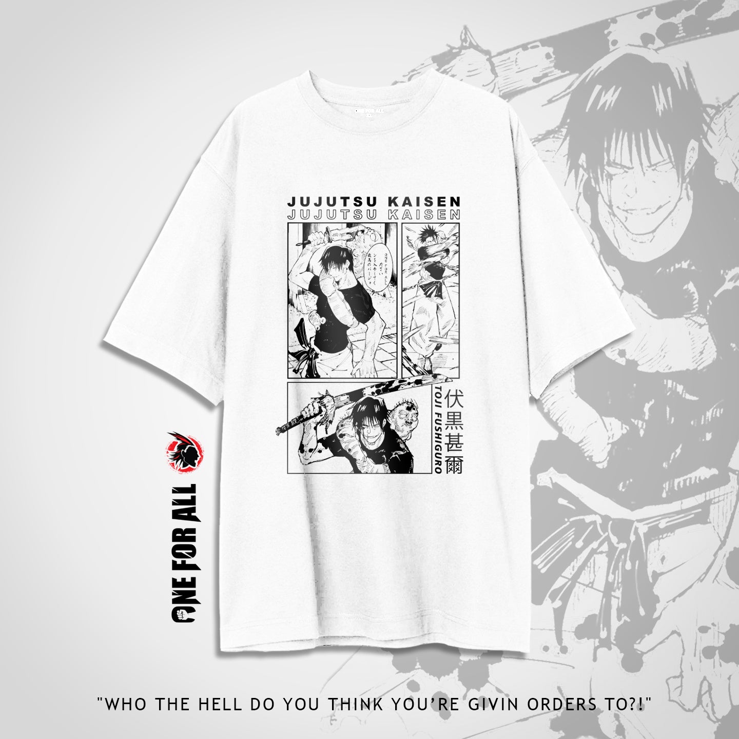 Toji manga design t-shirt from ONE FOR ALL