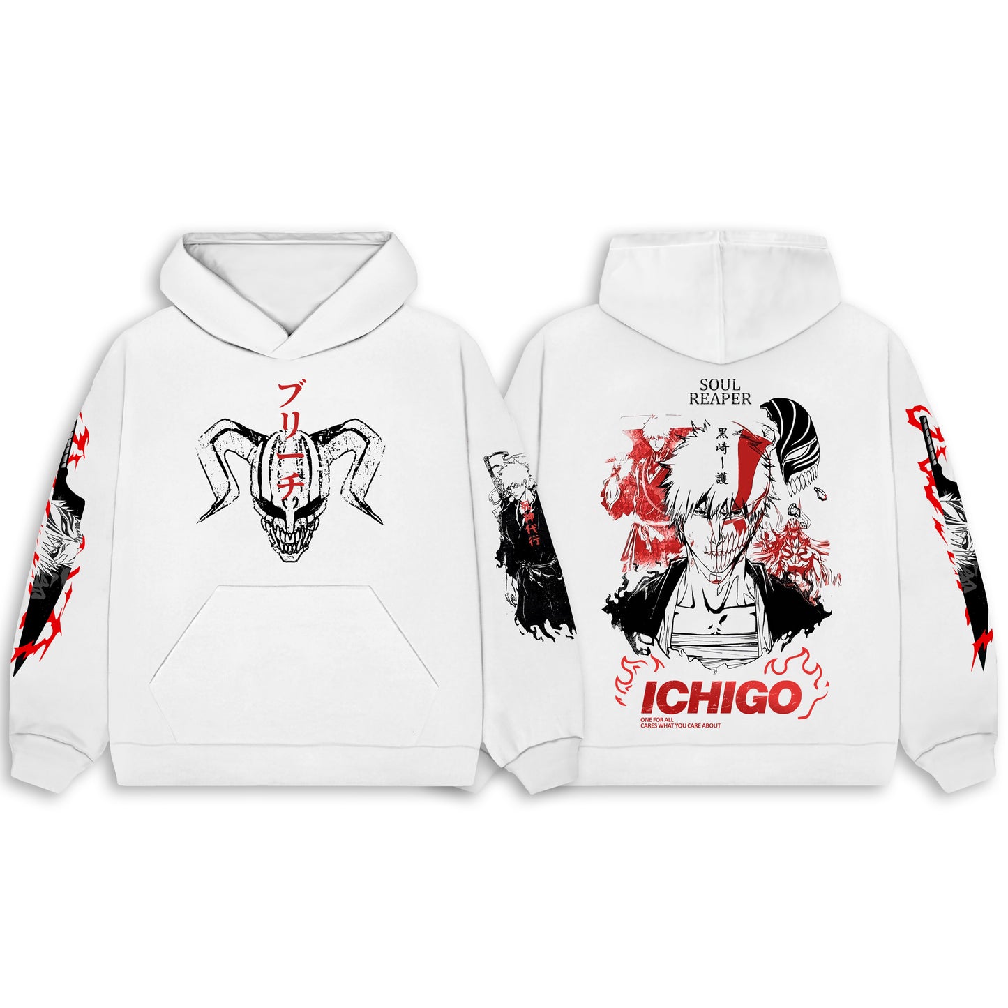 Ichigo-bleach white hoodie from one for all anime clothing store in egypt