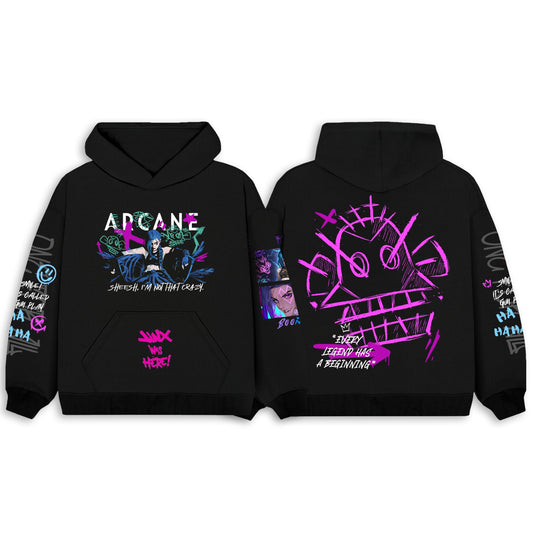 Jinx-arcane-league of legends black hoodie from one for all anim clothing store