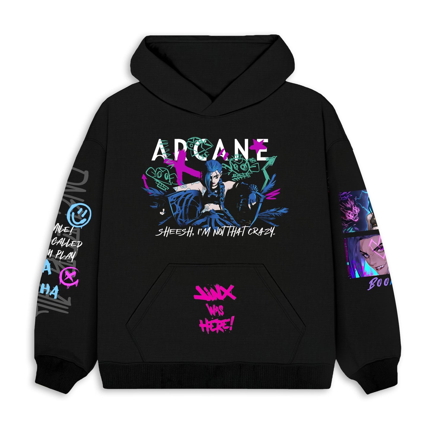 Jinx-arcane-league of legends black hoodie from one for all anim clothing store