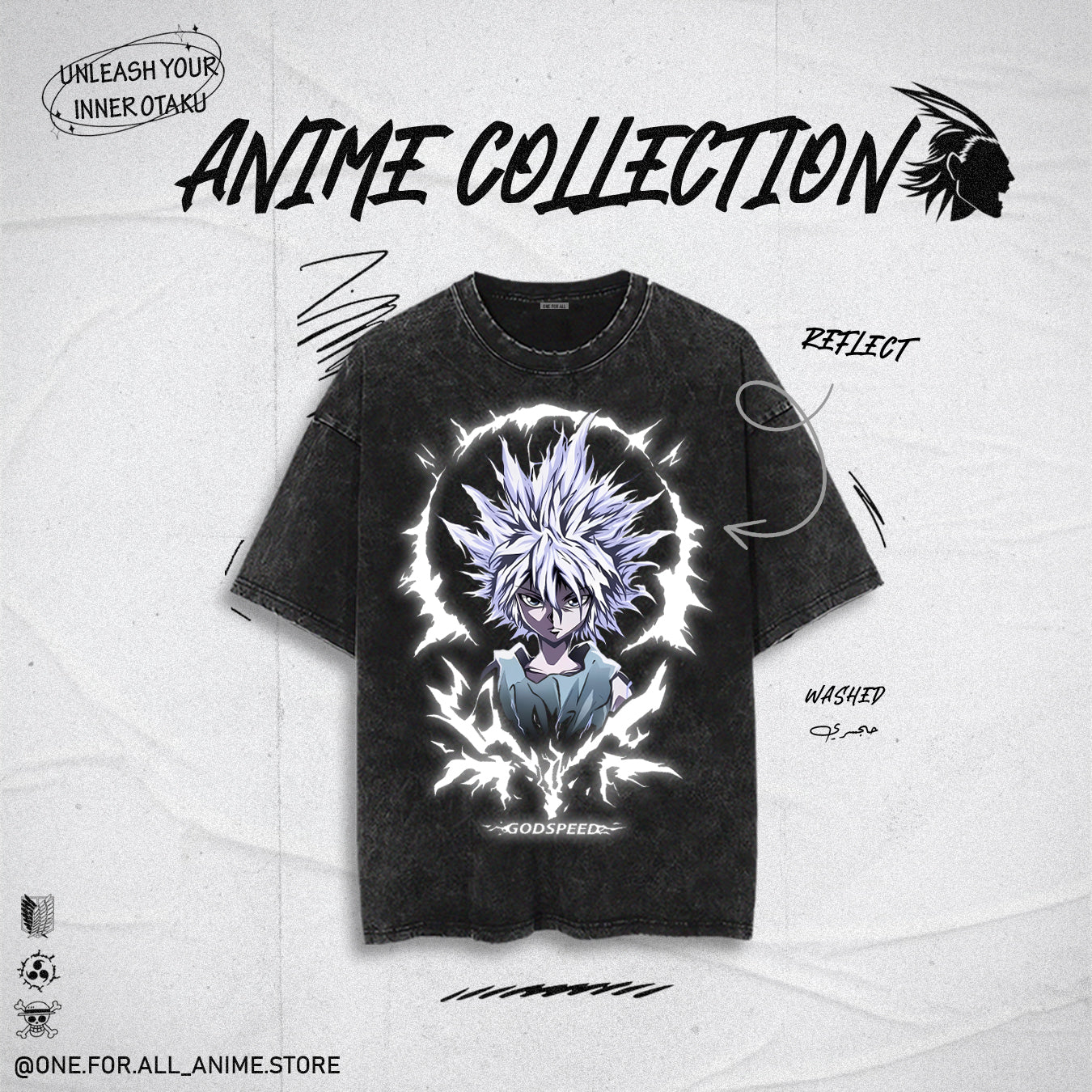 Killua HxH rocked t-shirt from ONE FOR ALL