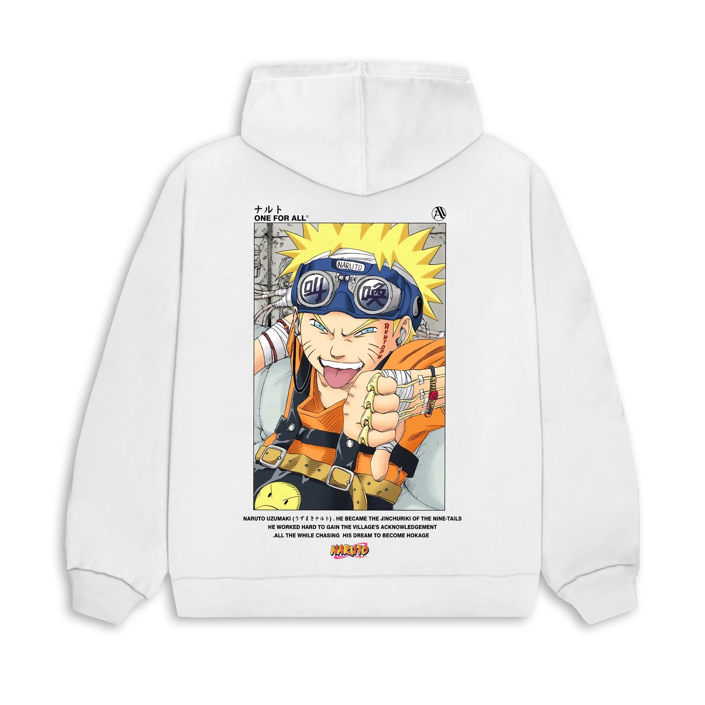 Naruto white hoodie from one for all anime clothing store in egypt