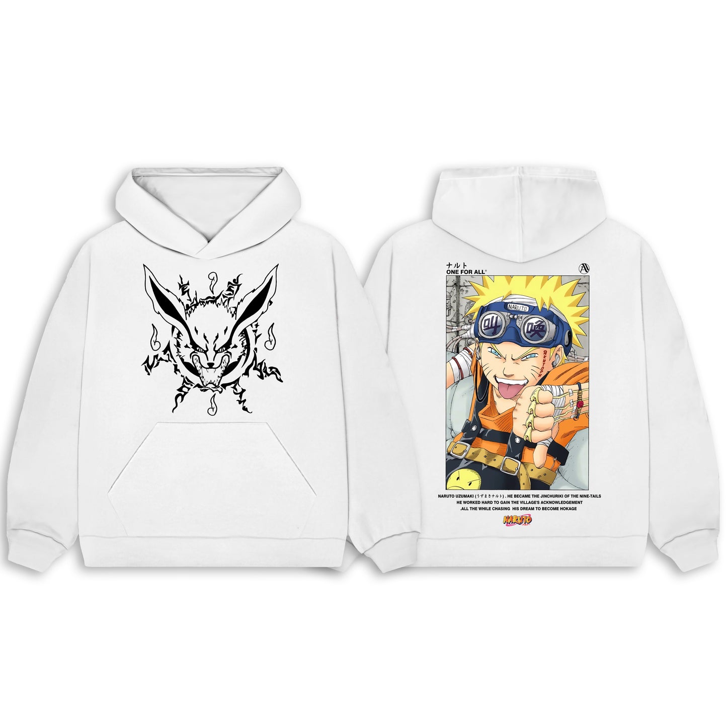 Naruto white hoodie from one for all anime clothing store in egypt
