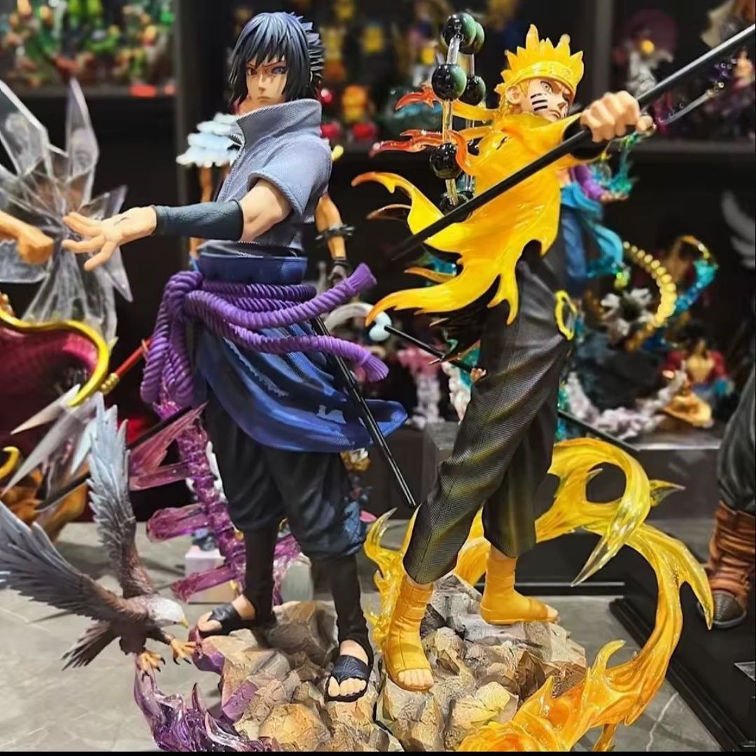 Anime Naruto Shippuden Figurine Naruto Uzumaki Uchiha Sasuke Action Figure 38cm PVC Toy Statue Collection Model Birthday Gifts