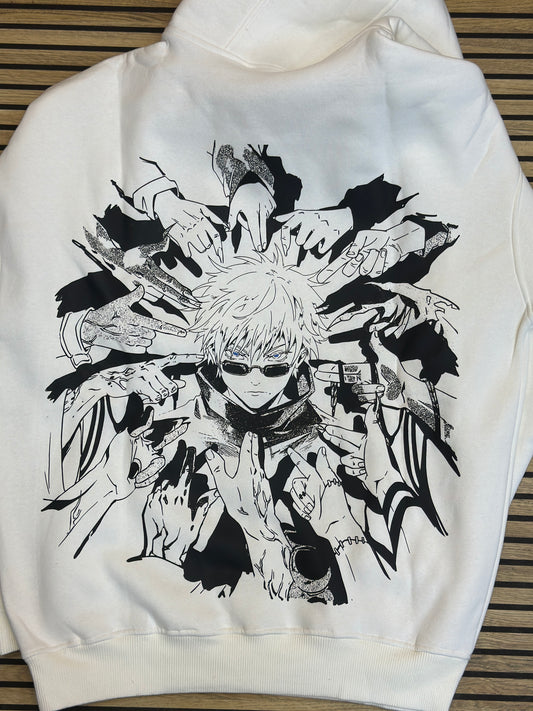 Gojo saturo hoodie from One For All anime store