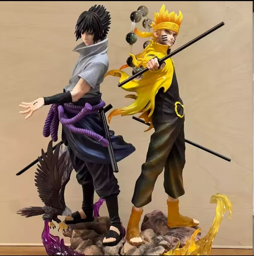 Anime Naruto Shippuden Figurine Naruto Uzumaki Uchiha Sasuke Action Figure 38cm PVC Toy Statue Collection Model Birthday Gifts