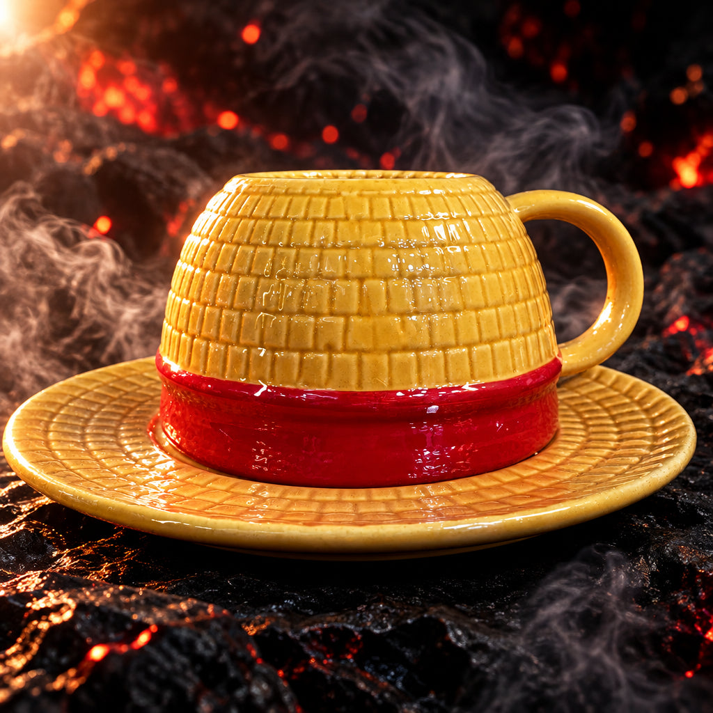 3D Sculpted Anime Fantasy Ceramic Mug - Handcrafted Japanese Manga Relief Coffee Cup for Desk & Kitchen