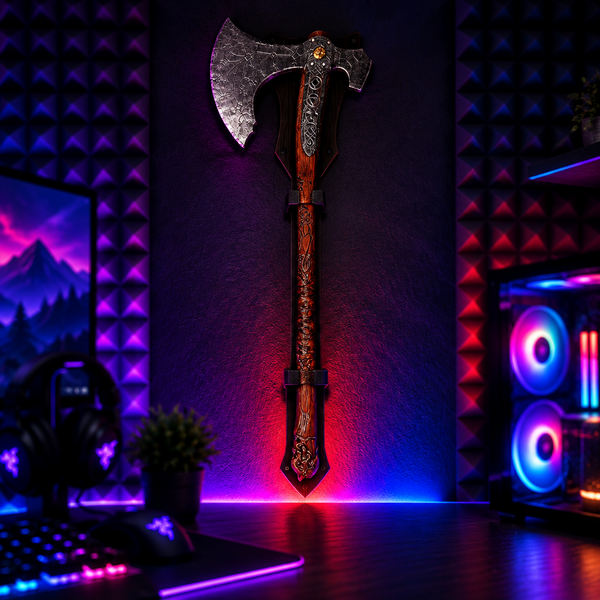 Full-Size PU Foam Frost War Axe - Convention-Safe Nordic Battle Prop for Cosplay Events