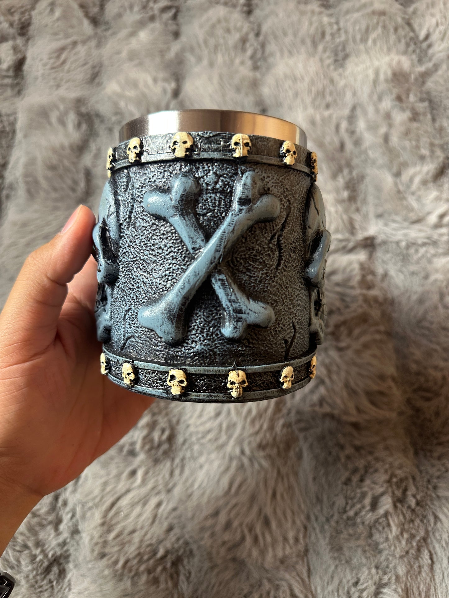 Gothic Skull Wine Chalice with Snake Stem - 3D Macabre Goblet