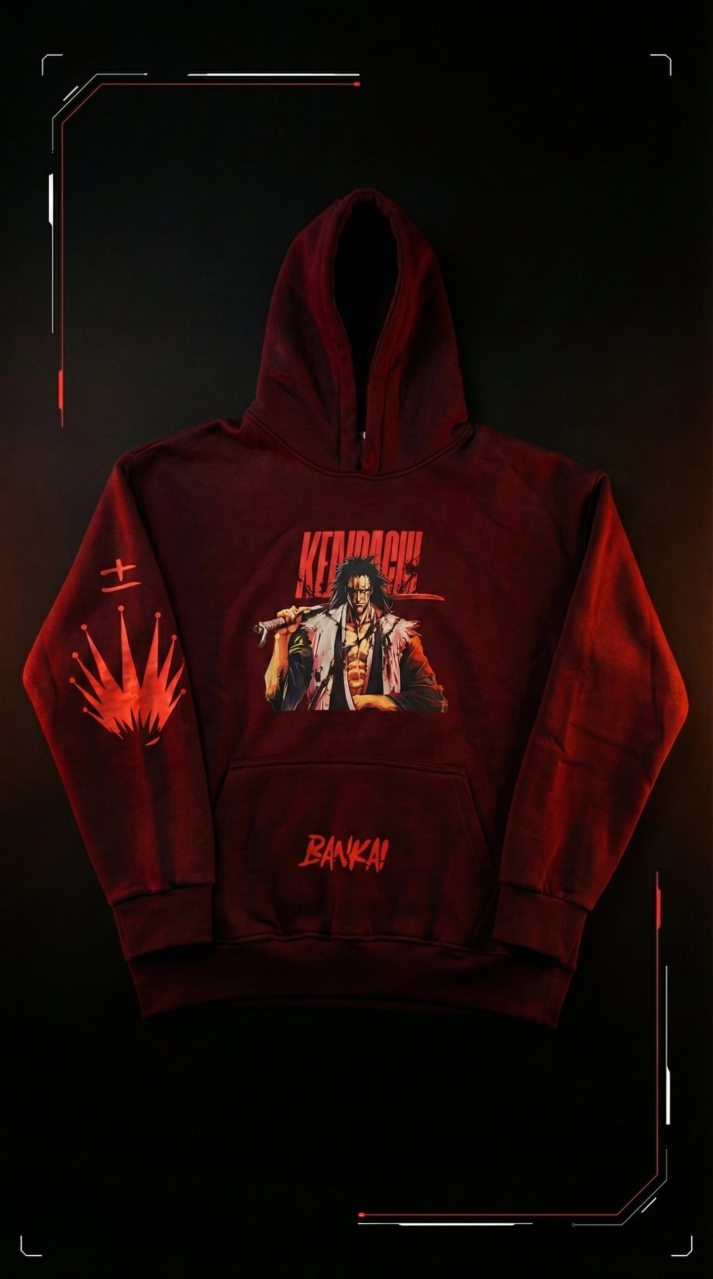 Zaraki Bleach Hoodie - Burgundy | Anime Hoodies Egypt