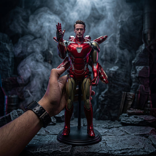 Premium 1/6 Scale Red and Gold Armored Hero Action Figure with Display Stand