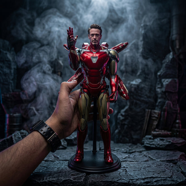 Premium 1/6 Scale Red and Gold Armored Hero Action Figure with Display Stand