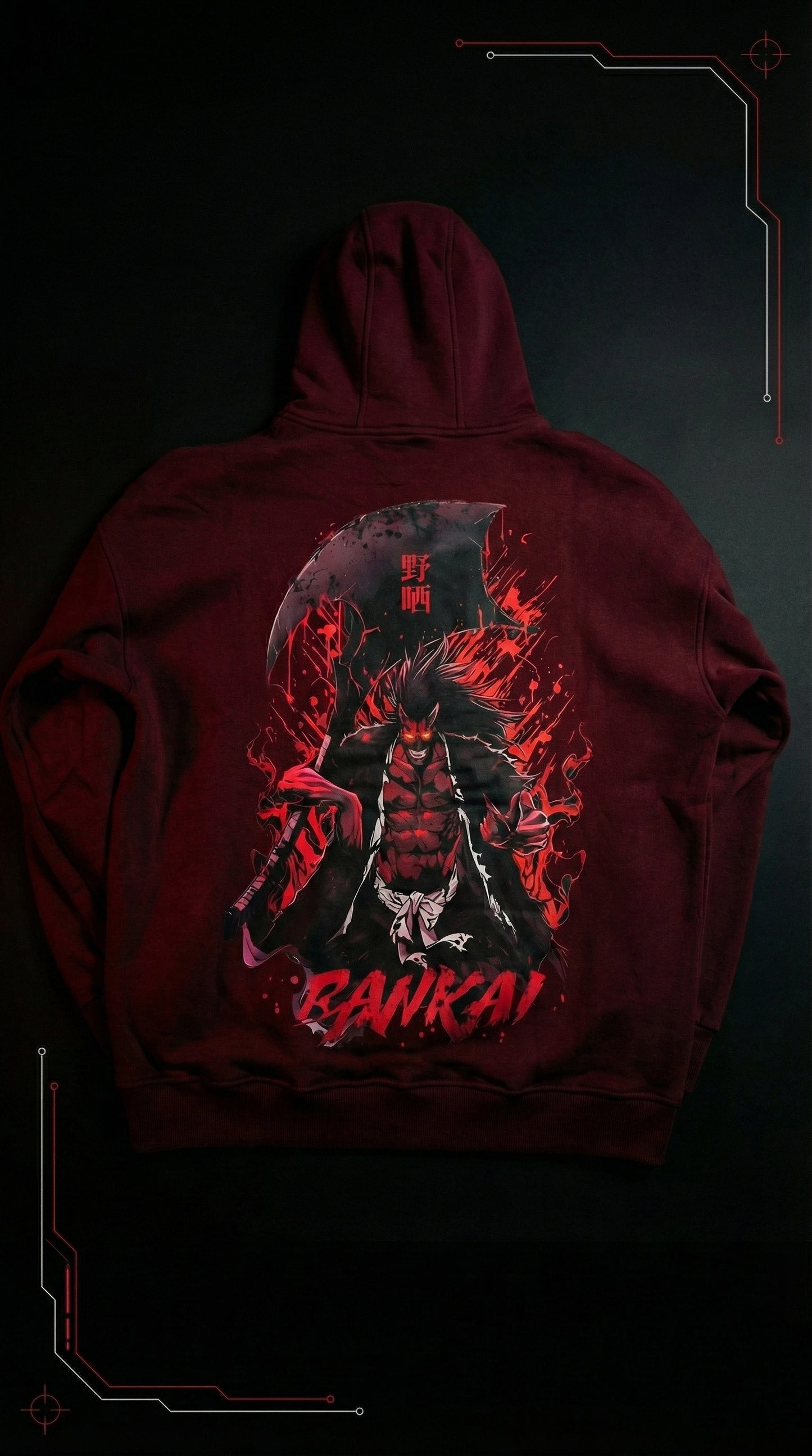 Zaraki Bleach Hoodie - Burgundy | Anime Hoodies Egypt