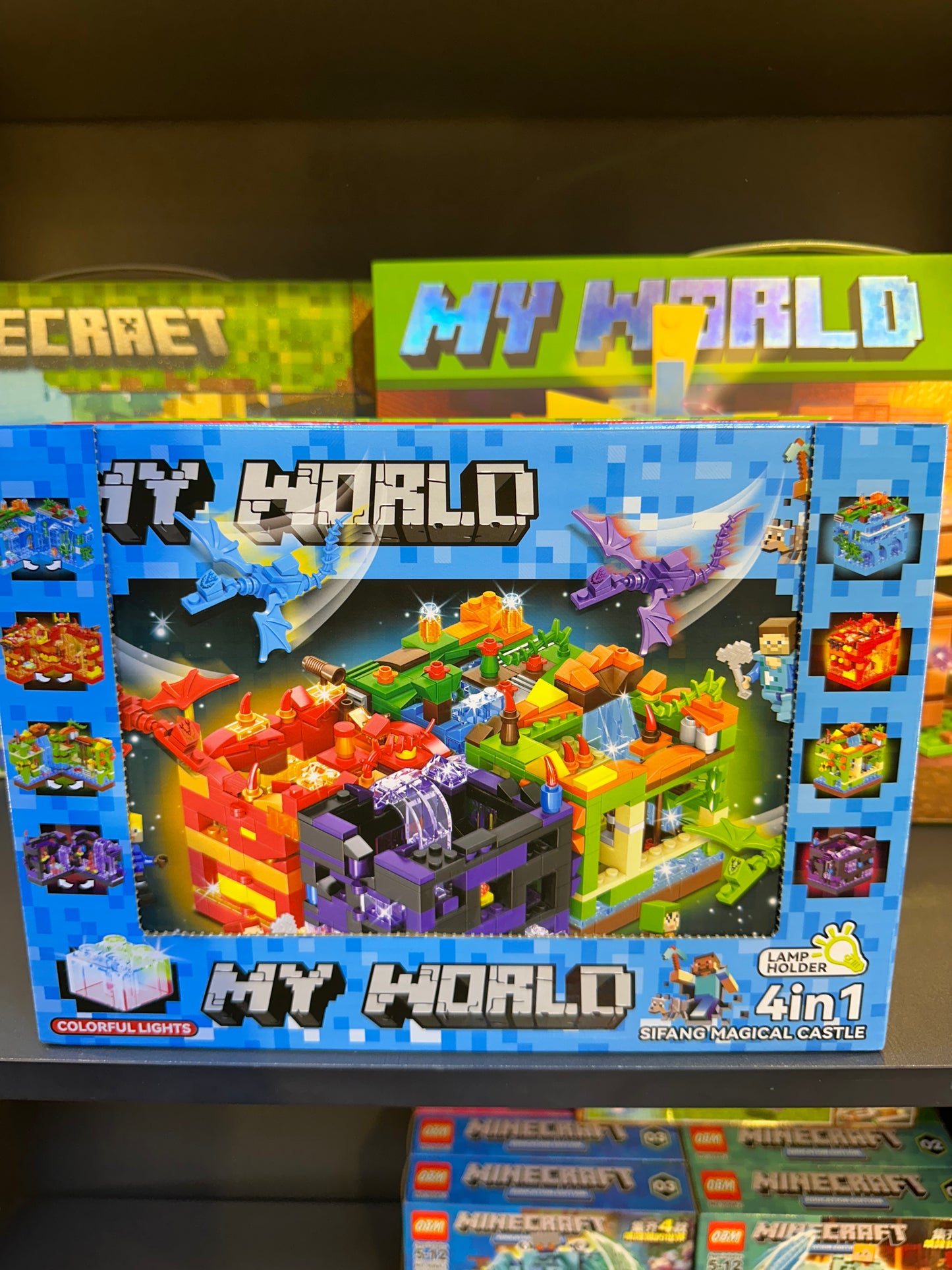 My World 4-in-1 Sifang Magical Castle Building Blocks Set (with LED Colorful Light Brick)