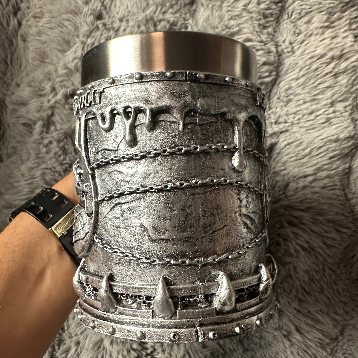Silver Dragon Tankard with Stainless Steel Liner - Gamer Decor & Functional Cup