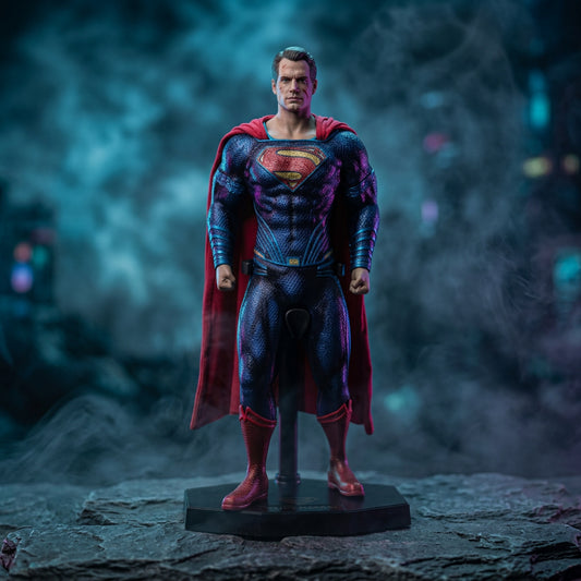 Premium 1/6 Scale Flying Hero Action Figure with Red Cape and Blue Suit