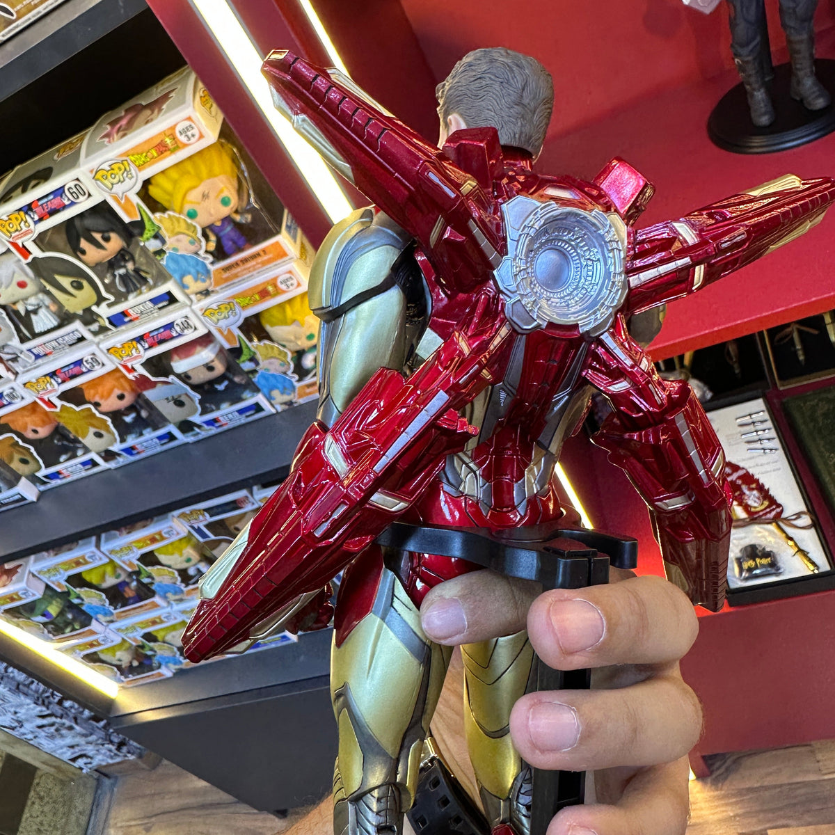 Premium 1/6 Scale Red and Gold Armored Hero Action Figure with Display Stand