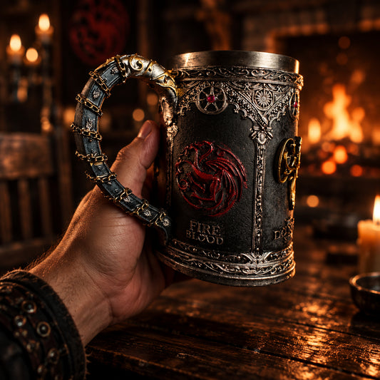Multi-Clan Medieval Crest Beer Stein - 3D Gothic Feudal Dynasty Tankard with Stainless Steel Liner for Ale & Mead