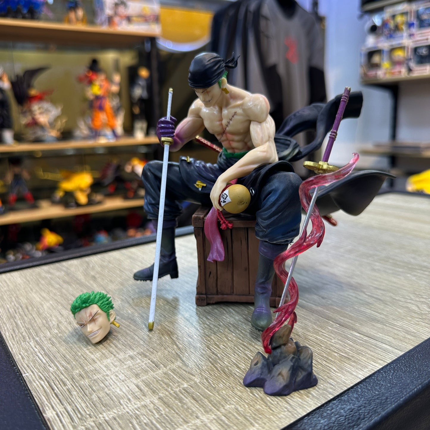 One Piece Anime 14cm Roronoa Zoro Figure Two Heads Replaceable Manga Statue Decor Pvc Action Collection Model Toys