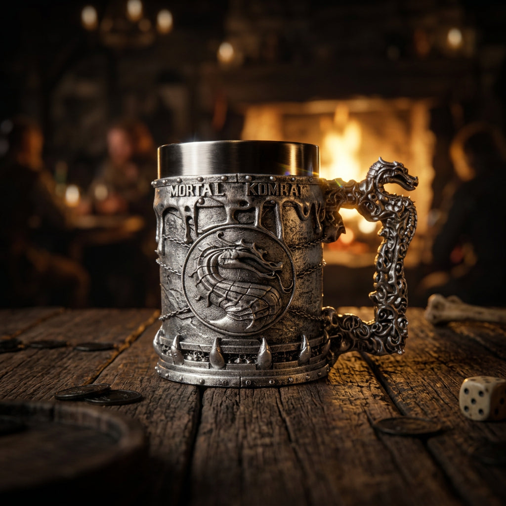 Silver Dragon Tankard with Stainless Steel Liner - Gamer Decor & Functional Cup