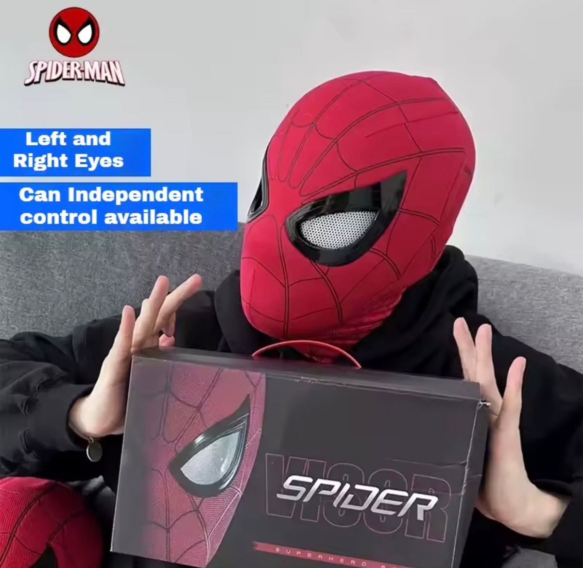 Electronic Spider-Man Style Face Mask with Ring Remote