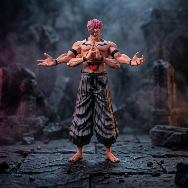 Premium Four-Armed Anime Demon Statue with Body Markings