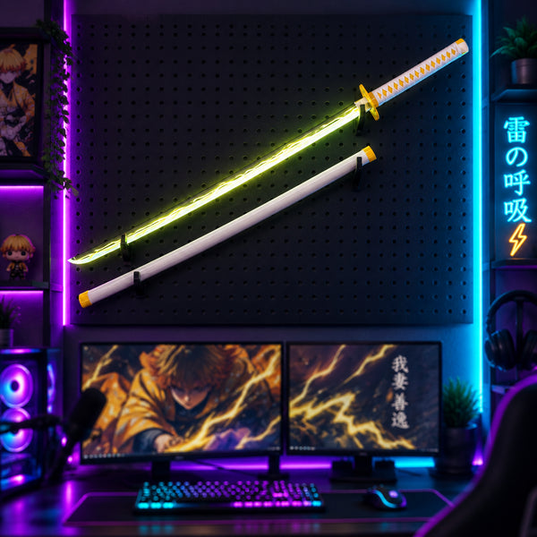 Luminous Anime Swordsman LED Prop - 104cm Rechargeable Glowing Samurai Practice Sword with Scabbard
