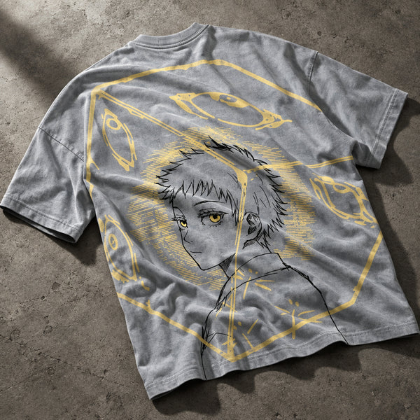 Glowing Blue Eyes Anime Streetwear T-Shirt - Japanese Manga Graphic Short Sleeve Cotton Tee for Men