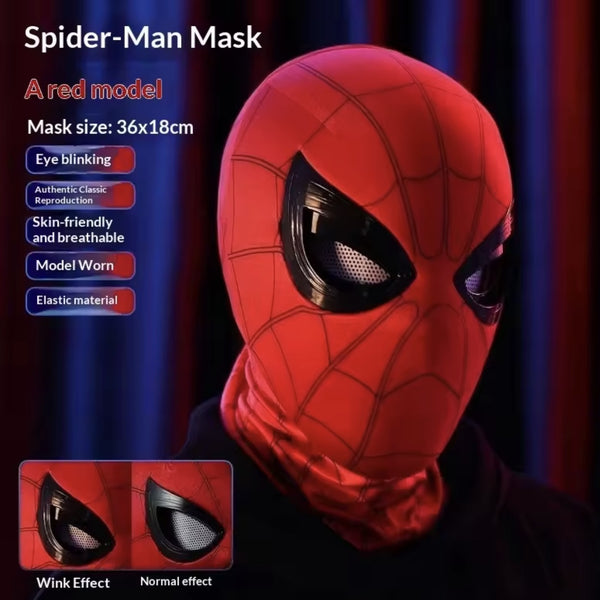 Classic Red Spider Superhero Mask with Blinking Eyes chain control