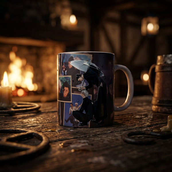 Dark Fantasy Magic Anime Collage Ceramic Mug – Shonen Character Magic Mug