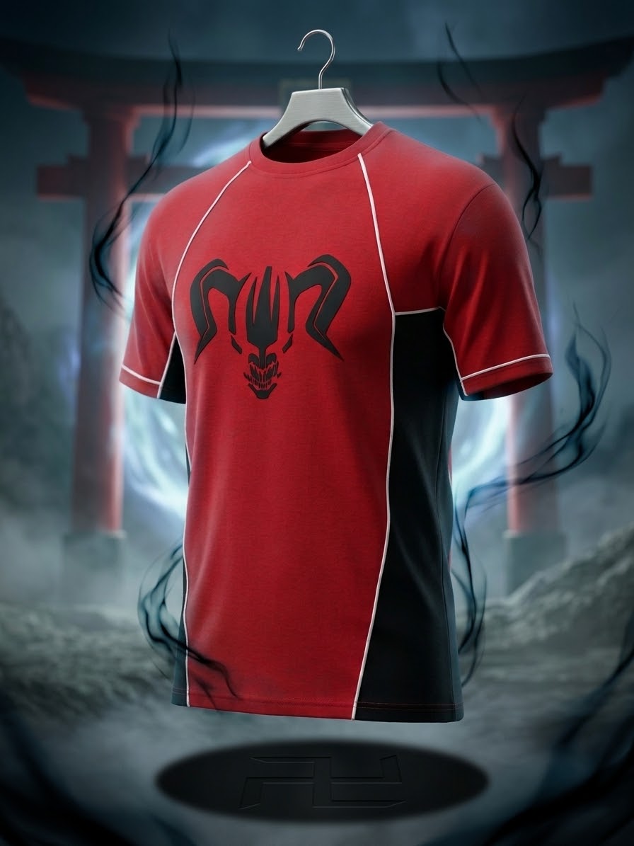 One For All Bleach Hollow Mask Colorblock T-Shirt - Red/Black