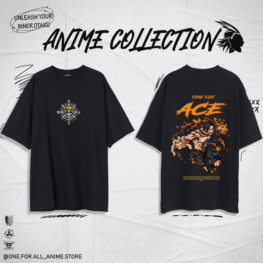 Ace-one piece black t-shirt from ONE FOR ALL